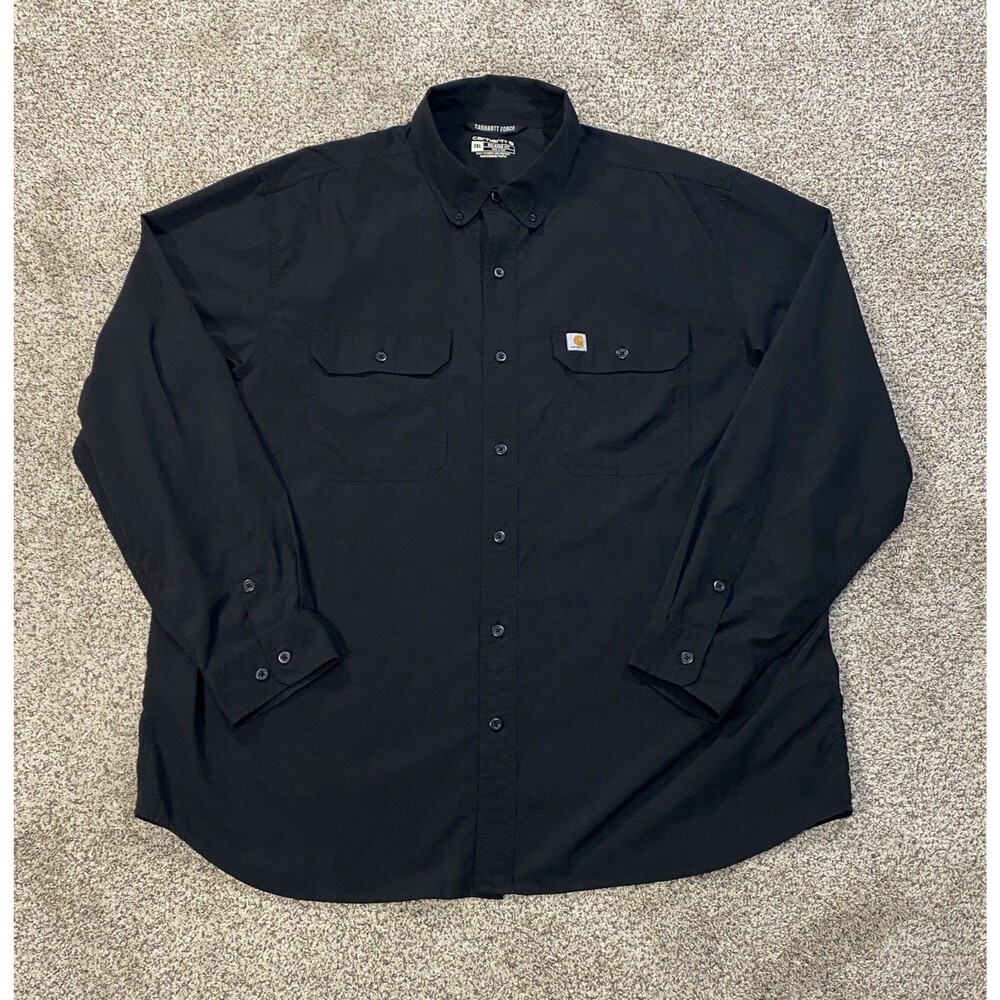 Carhartt Force Sun Defender Mens 2XL Long Sleeve Shirt UPF 50+ Work 105291 Black